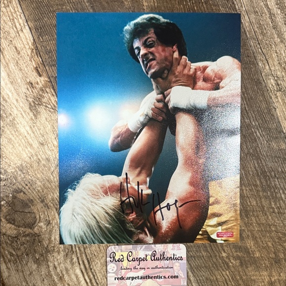 Hulk Hogan Signed Wrestling Photo with Yellow and White Accents